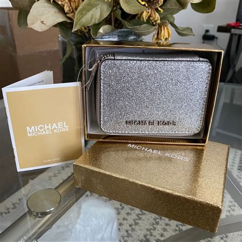 michael kors silver glitter pill box case giftable